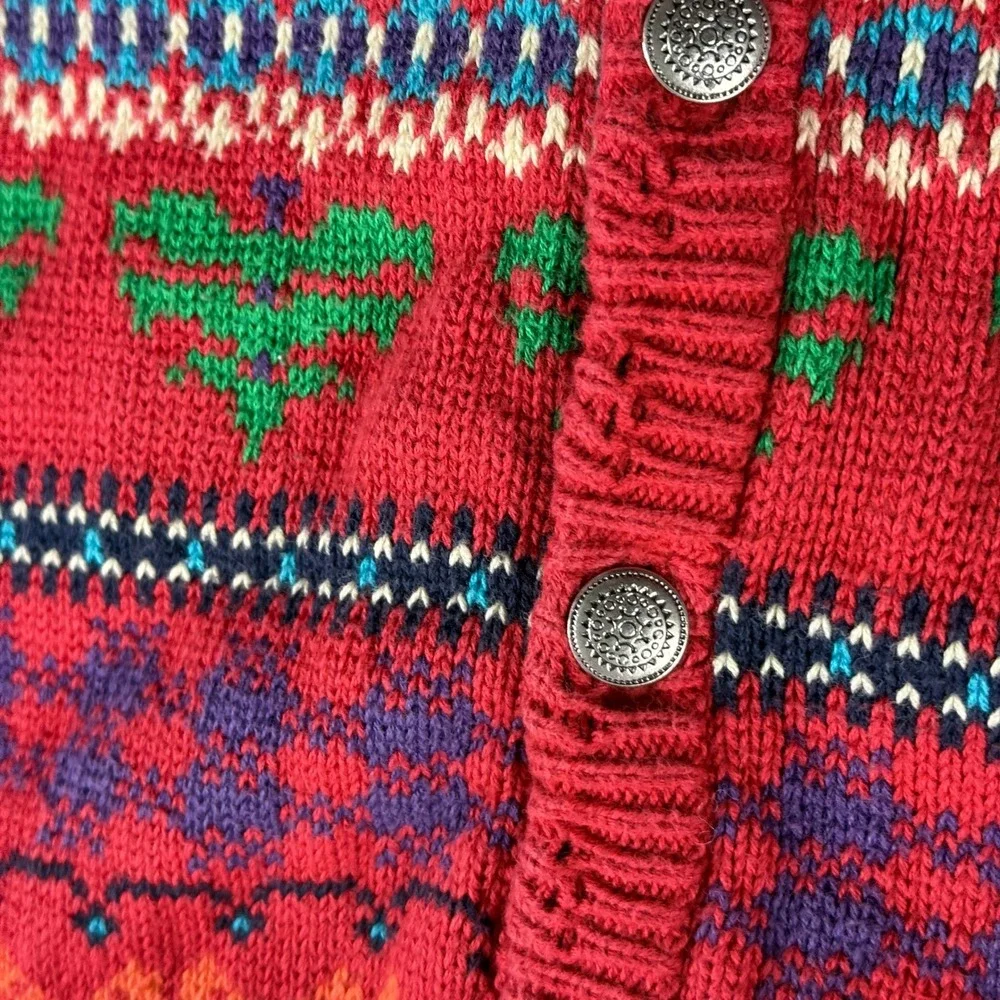 Vintage 90s GAP Kids XL Fair Isle Reindeer Moose Christmas Cardigan Sweater